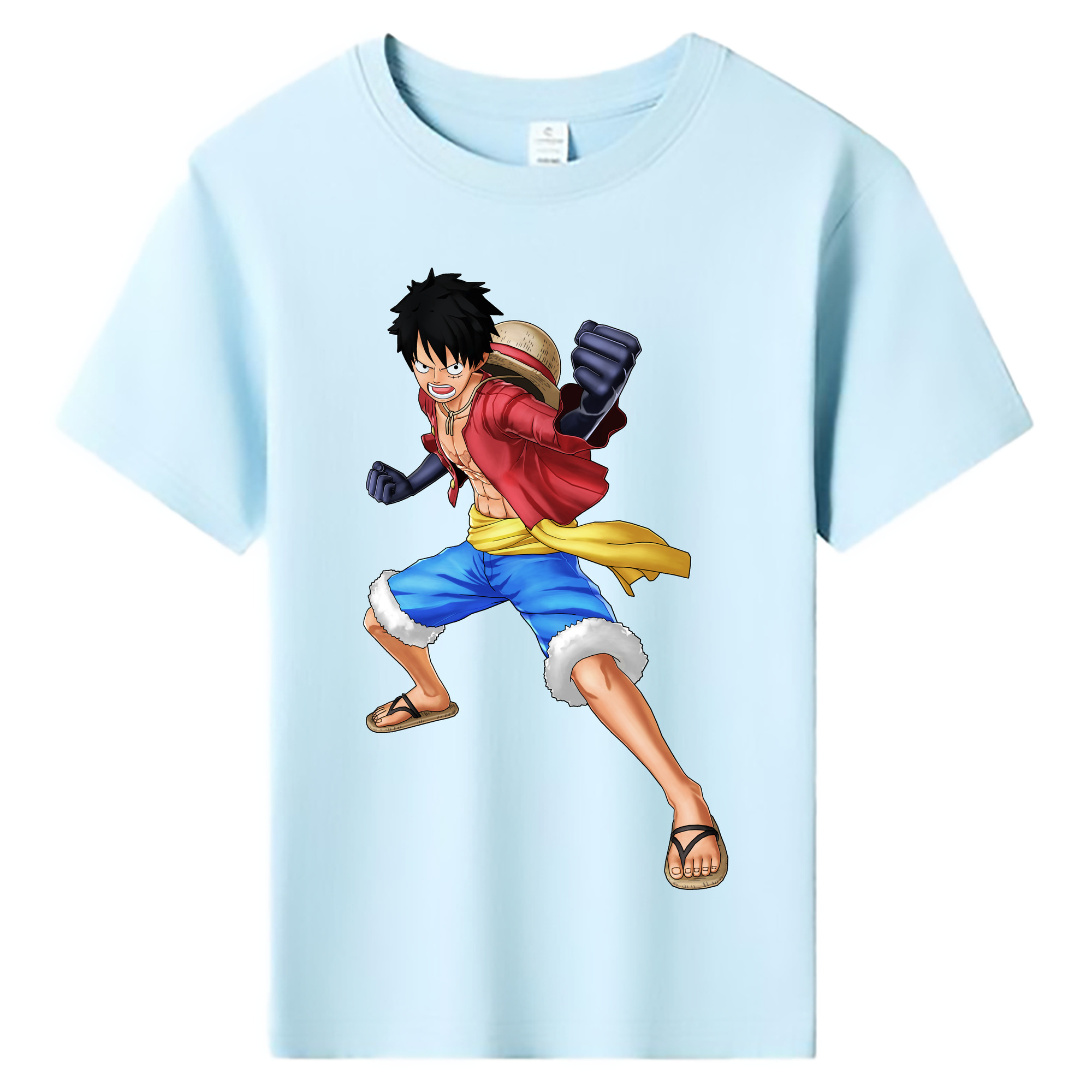 ワンピース モンキー・D・ルフィ ONE PIECE Monkey D. Luffy 綿100％キッズTシャツ（フロントプリント）